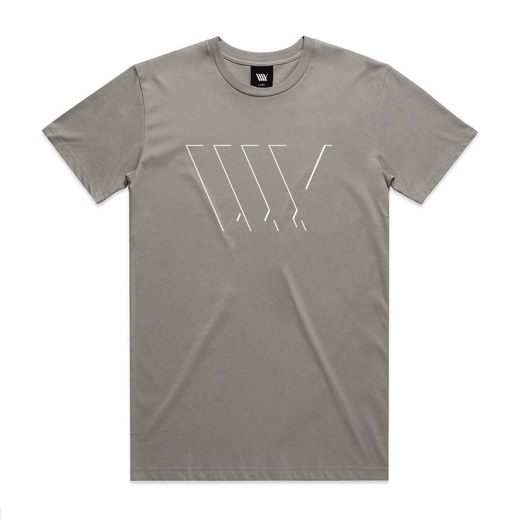 A LUXBMX Eclipse Tee - Graphite with a white arrow on it.