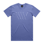 A LUXBMX Eclipse Tee - Violet with a white arrow on it, perfect for summer apparel.