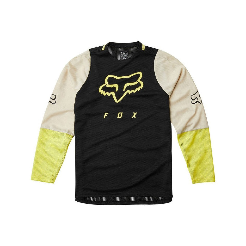 Fox Youth Defend Long Sleeve Jersey (2020) / Black / L