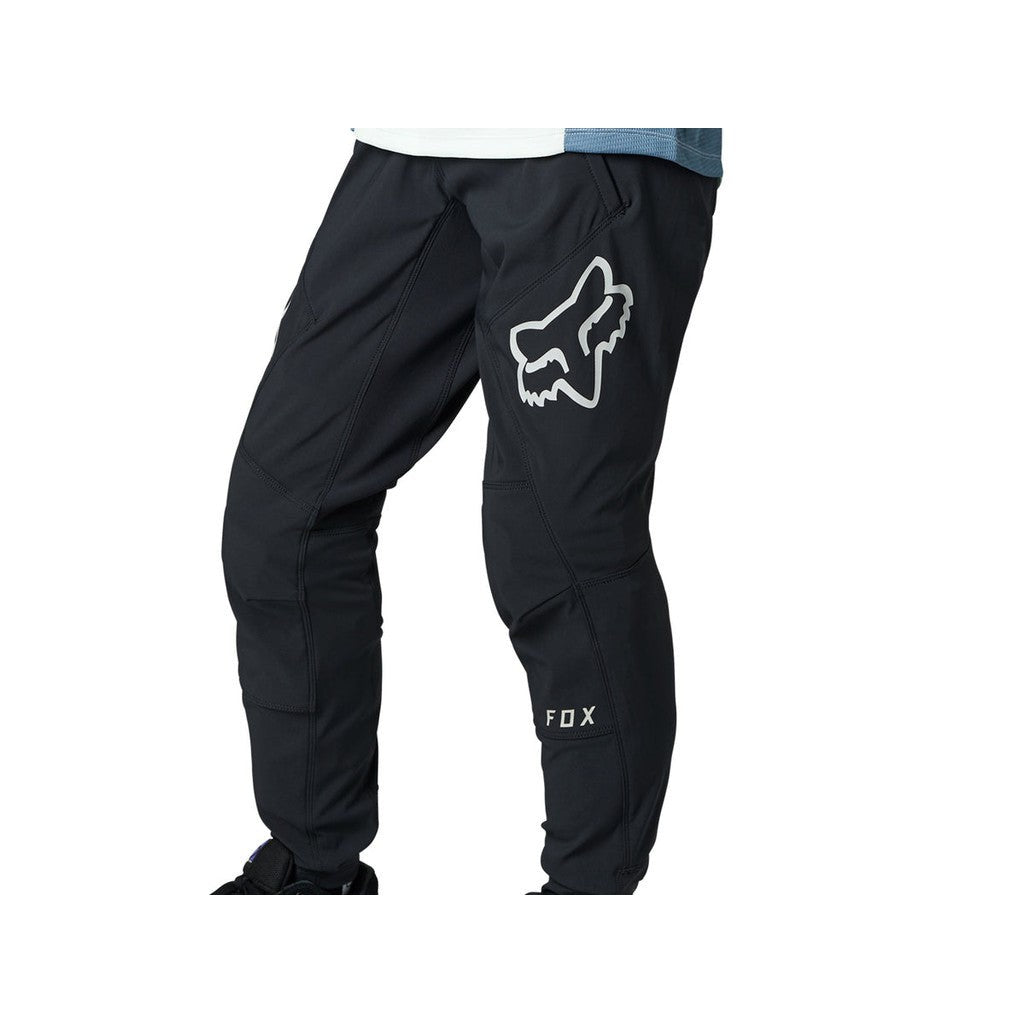 Women's black Defend pants by Fox Racing, known for their durability on the race track.