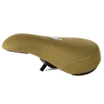 Fit Barstool Pivotal Seat in olive green, featuring a slim design, visible stitching, and central mounting bolt. Shown against a plain white background.