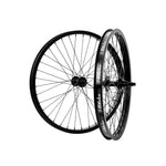 Two black Fit Bike Co 22 Inch Cassette Wheel Sets with spokes and logos, set against a white background.