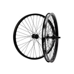 Two Fit Bike Co 24 Inch Cassette Wheel Sets with black FIT Double Wall OEM rims and spokes isolated on a white background.