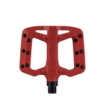 FUNN Taipan S Junior Composite Flat Pedals, made from glass fiber reinforced thermoplastic with black grip pins for superior traction and a central spindle, viewed from above on a white background.