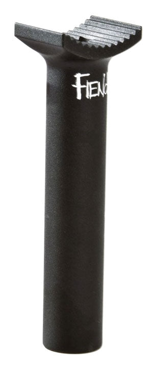 The Fiend Pivotal Post 185mm is a black, cylindrical seat post with a notched top and "Fiend" branding on the side.