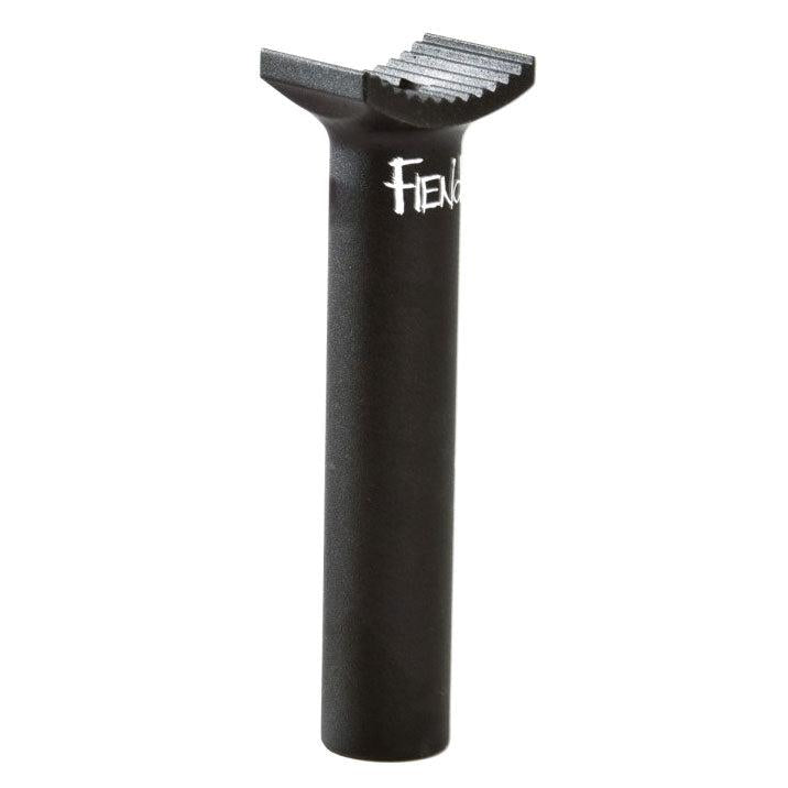 The Fiend Pivotal Post 185mm is a black, cylindrical seat post with a notched top and "Fiend" branding on the side.