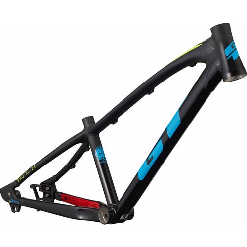 The GT Speed Series Pro XL 24 Frame is a black and blue mountain bike frame with a matte finish, featuring a Speed Metal tube set in the main triangle, seat tube, and rear triangle, shown against a white background.