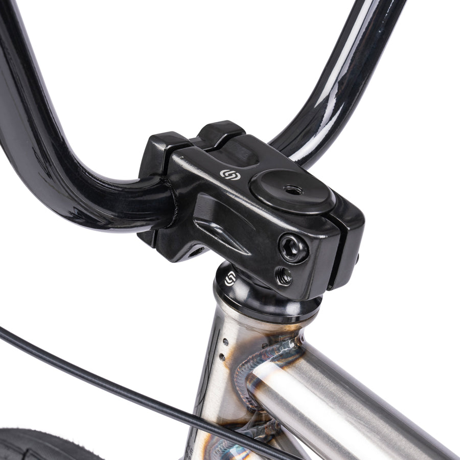 A close up of the handlebar on a Wethepeople Nova 20 Inch BMX Bike.
