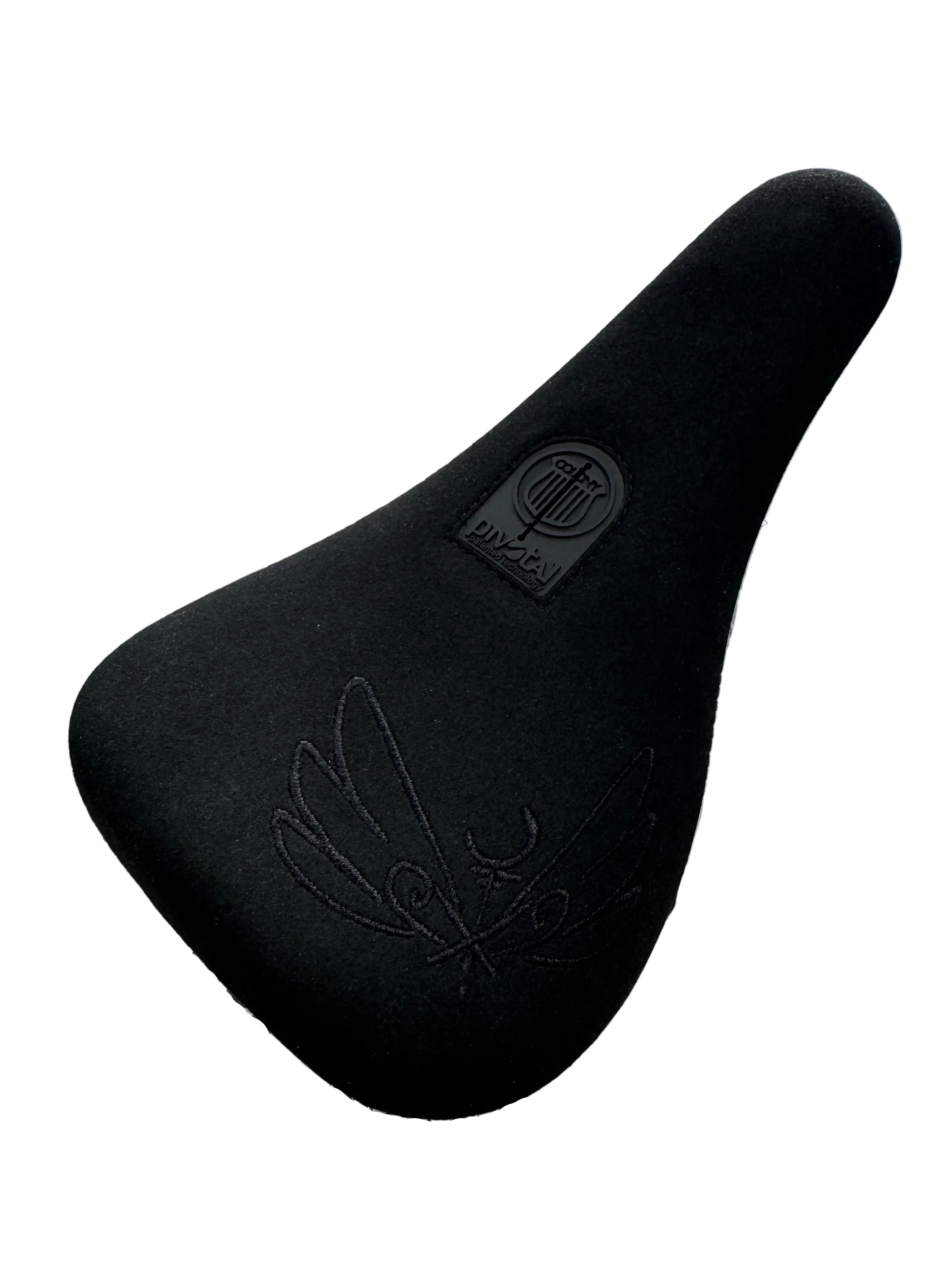 The Colony Sigil Pivotal Seat (Sean Gardner Signature) is a black seat with a smooth texture, embossed wing design, and circular logo near the rear, part of Sean Gardner’s signature collection from Colony BMX.