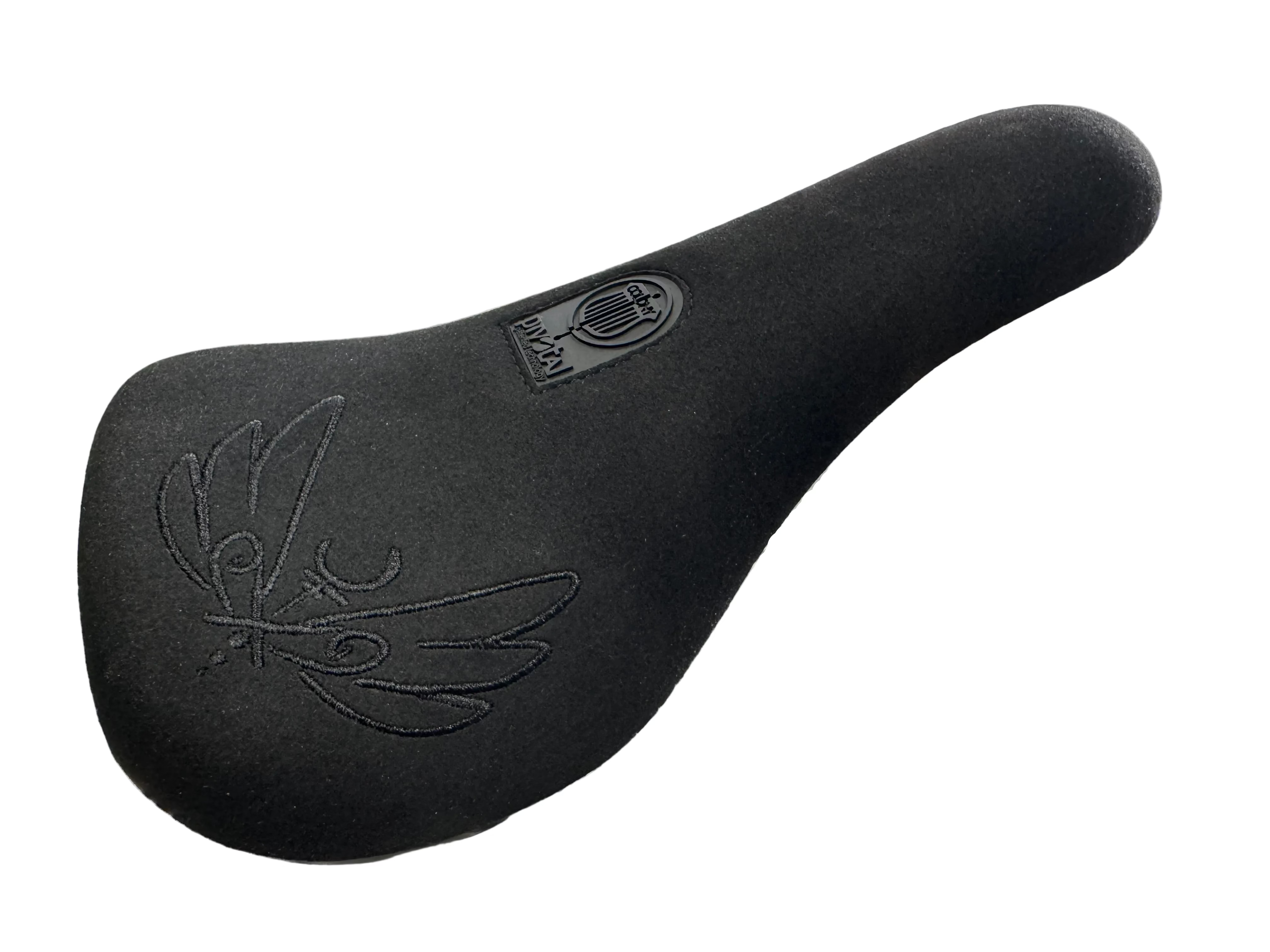 The Colony Sigil Pivotal Seat (Sean Gardner Signature) is a black seat with a stitched wing design and small emblem near the top, displayed against a white background.