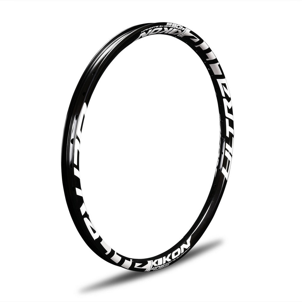 A black and white IKON ALLOY RIM (20 x 1.75 Non-BRAKE).