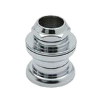 A close-up of the Tange MX-2 Threaded 1 Inch BMX Push In Headset, a shiny metallic classic favored on old school BMX bikes, displayed against a plain white background.