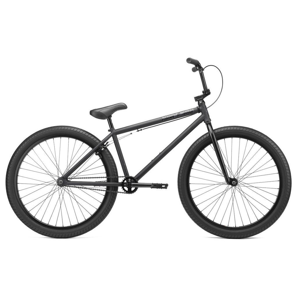 Black Kink Drifter 26 Inch Bike with a low-profile frame and straight handlebars, displayed against a plain white background.