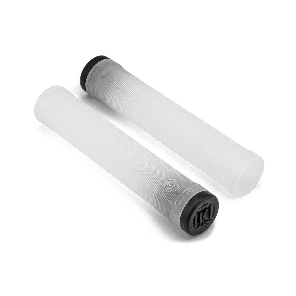 Two plastic tubes with Kink Form Grips on a white surface, offering ultra-comfortable feel, support, and grip.