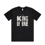 The LUXBMX King of BNE 4 T-Shirt Black is a heavyweight tee with bold white "KING" text and a crown above the "I." Ideal for Brisbane BMX fans.