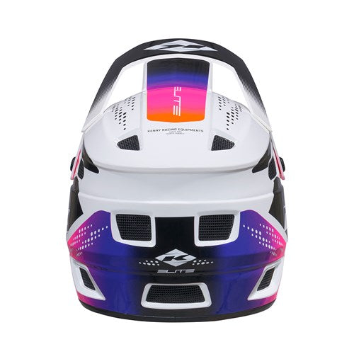 White, purple, and black RC car body shell viewed from the rear, featuring gradient colors and vent details—reminiscent of the sleek design of the Kenny Racing Helmet Elite / White Gradient.