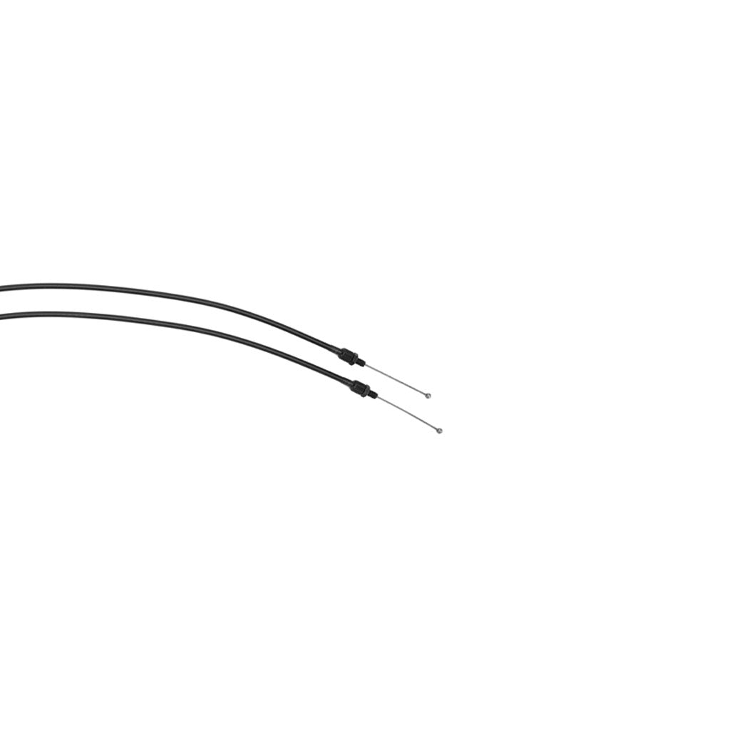 On a plain white background, the sleek design of the KINK Lower Gyro Cable is highlighted by two black cables featuring small connectors.