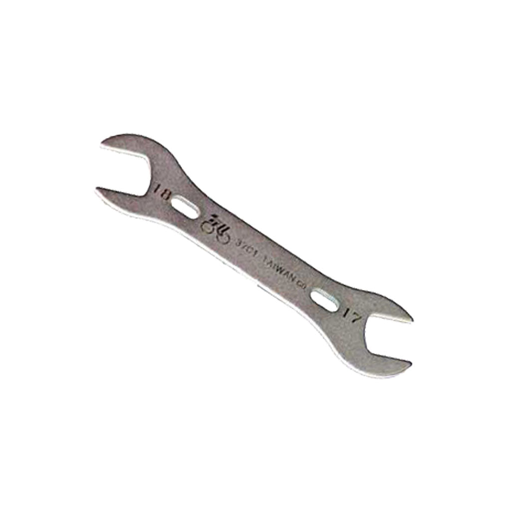 Double-ended Lifu Cone Spanner 17mm/18mm fit for cone nuts on a plain background.