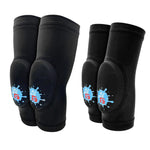 Two pairs of G-Form Lil'G Toddler Knee & Elbow Guards, crafted with EVA Foam Pads for superior protection, featuring blue and red logo designs on black surfaces, isolated on a white background. Ideal for ensuring safety in any activity.