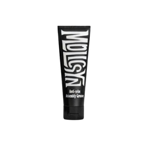 A black tube labeled “Molicsyn Prime Anti-Seize Grease (5g)” stands upright on a white background. This bike assembly lubricant is designed to prevent seizing, corrosion, and galling during installation, providing long-lasting protection for your components.