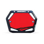 The Mac Components Junior Plate Inserts are black and red cycling number plates featuring "MAC" at the top, "ONE" on the side, and four mounting holes to meet UCI race rules.