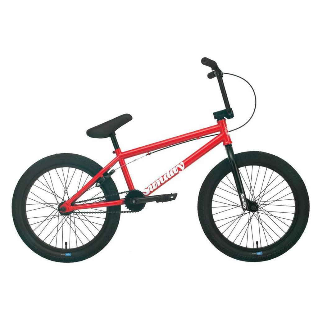 A red Sunday Blueprint 20 inch bike on a white background.