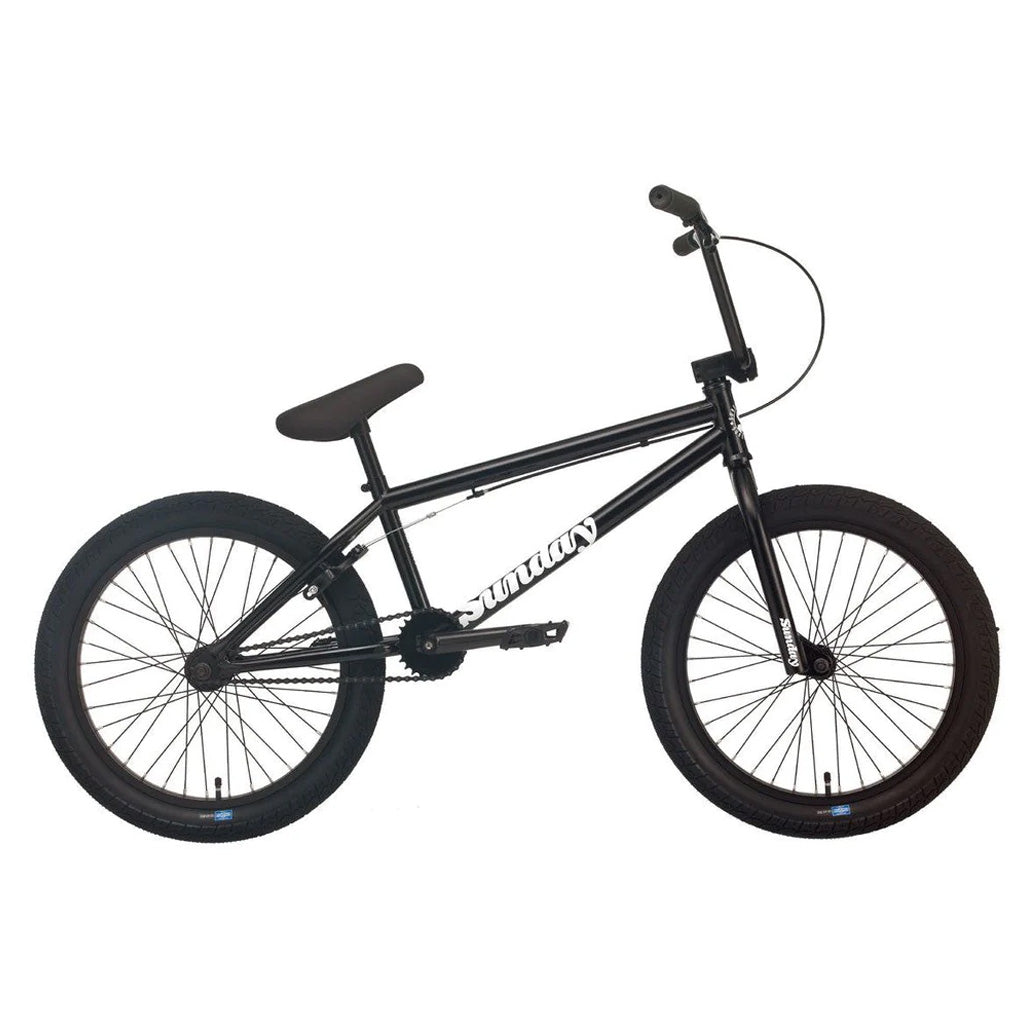 A black Sunday Blueprint 20 inch Bike on a white background.