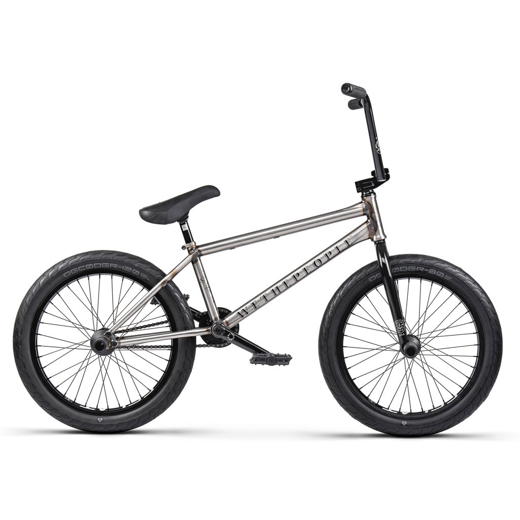 A chrome Wethepeople Battleship 20 Inch BMX Bike with a chromoly frame and Eclat components on a clean white background.
