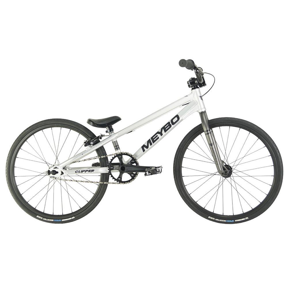 A white Meybo 2024 Clipper Mini Bike with a hydraulic disc brake on a white background.