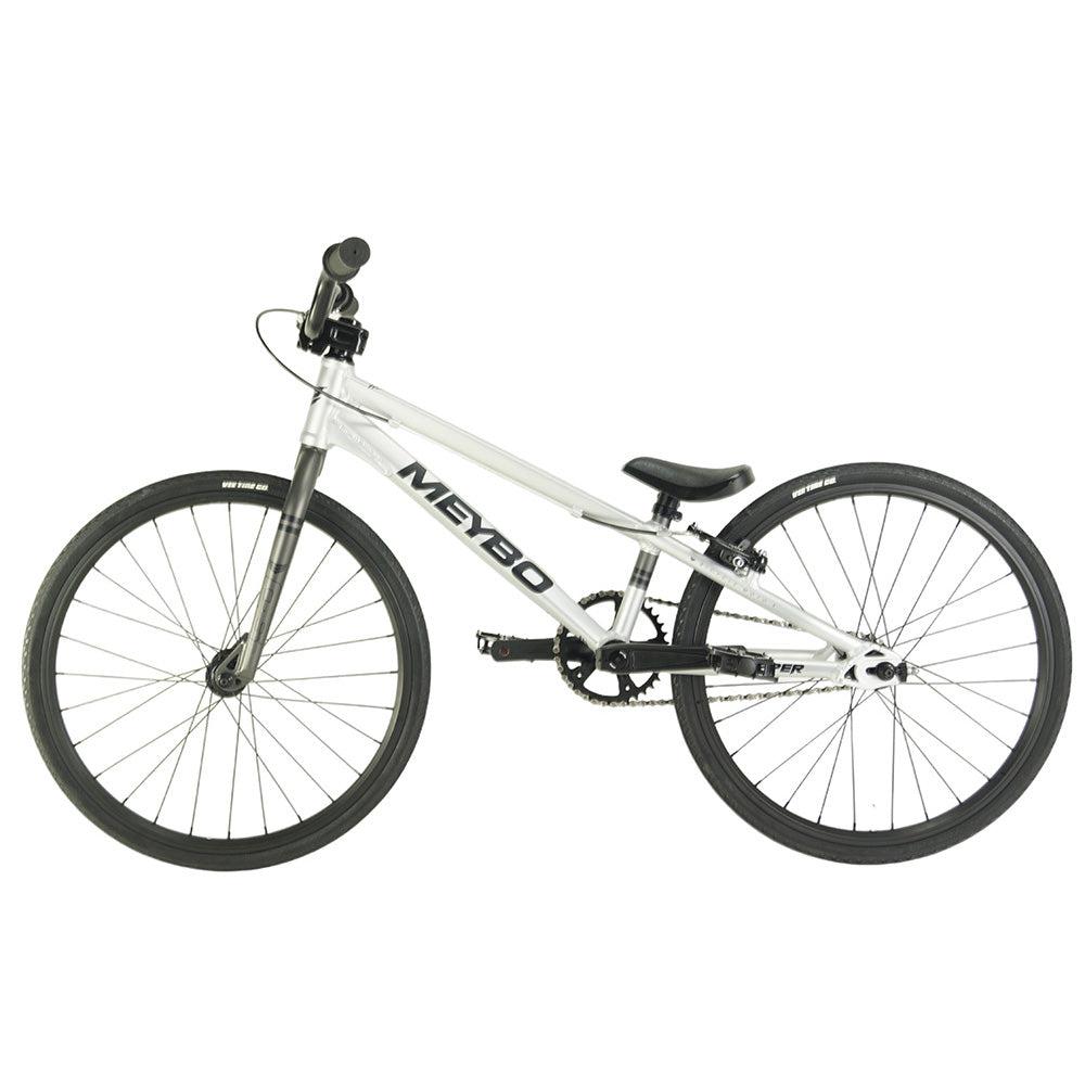 A white Meybo 2024 Clipper Mini Bike on a white background, featuring the Clipper range and hydraulic disc brake for superior performance.