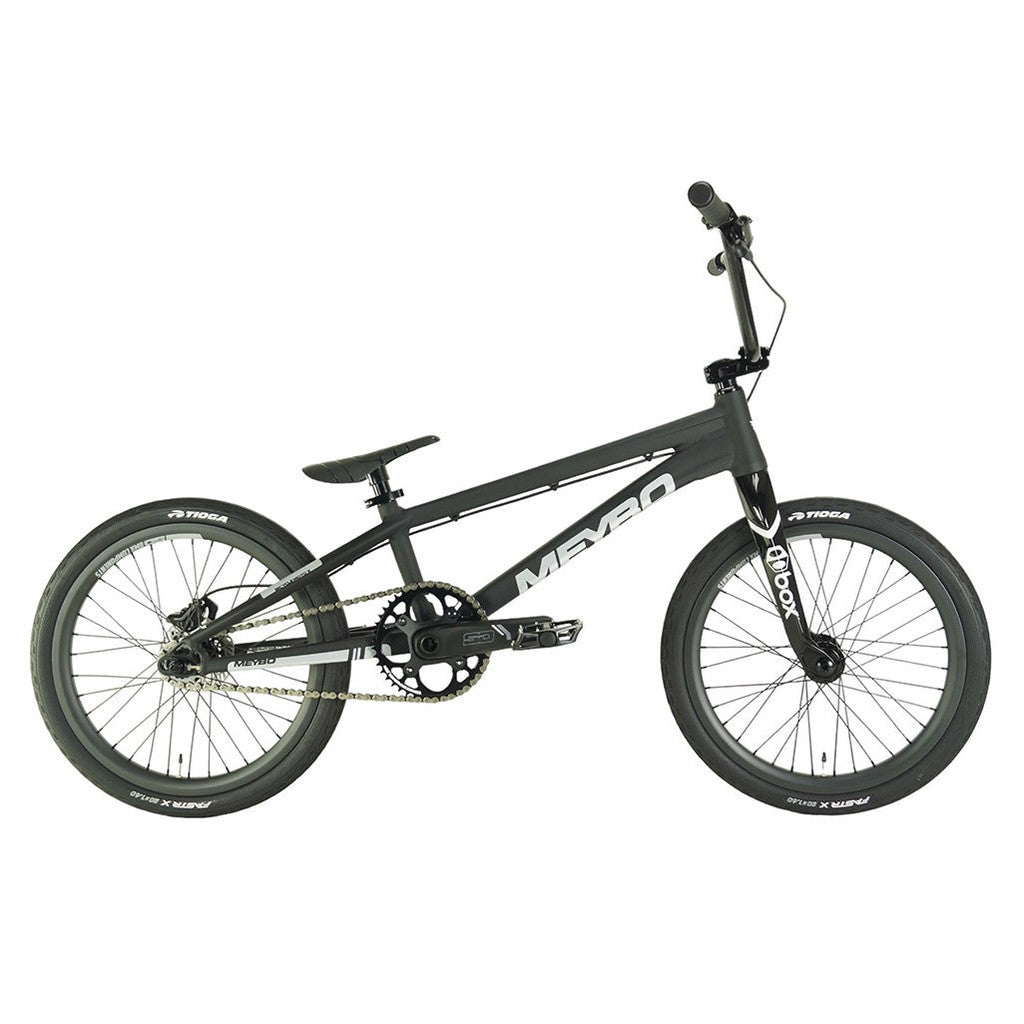 A Meybo 2024 Patron Pro 22 Bike black BMX race bike on a white background.