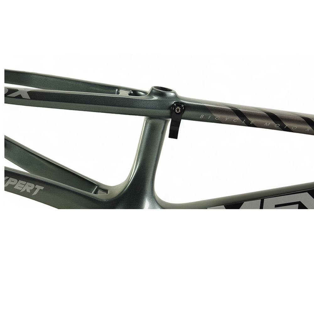 A close up of a Meybo 2024 Carbon HSX Expert Frame with BMX race frame design.