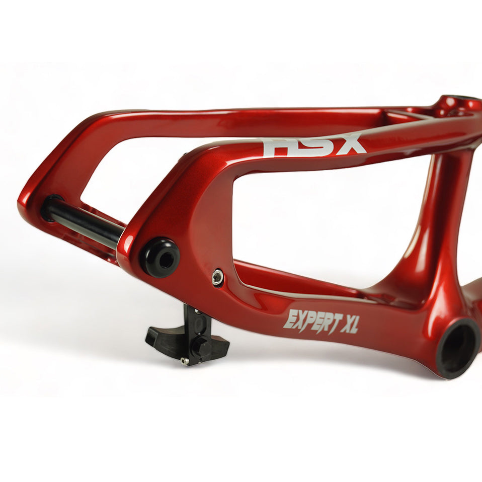 A red Meybo 2024 Carbon HSX Pro XXXXL Frame on a white background.