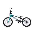 The Meybo 2026 Clipper Pro XL Bike is a teal and black BMX race bike with a compact frame, straight handlebars, and knobby tires, shown on a white background.