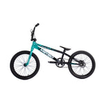 The Meybo 2026 Clipper Pro XXL Bike features a teal and black sloped frame, thick tires, and raised handlebars—an excellent entry-level BMX race bike, pictured in profile against a white background.
