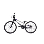 The Meybo 2026 Superclass Junior Bike is shown in black and white with a sleek frame, 22” top tube, flat handlebars, and thin tires, presented in a side view on a white background.