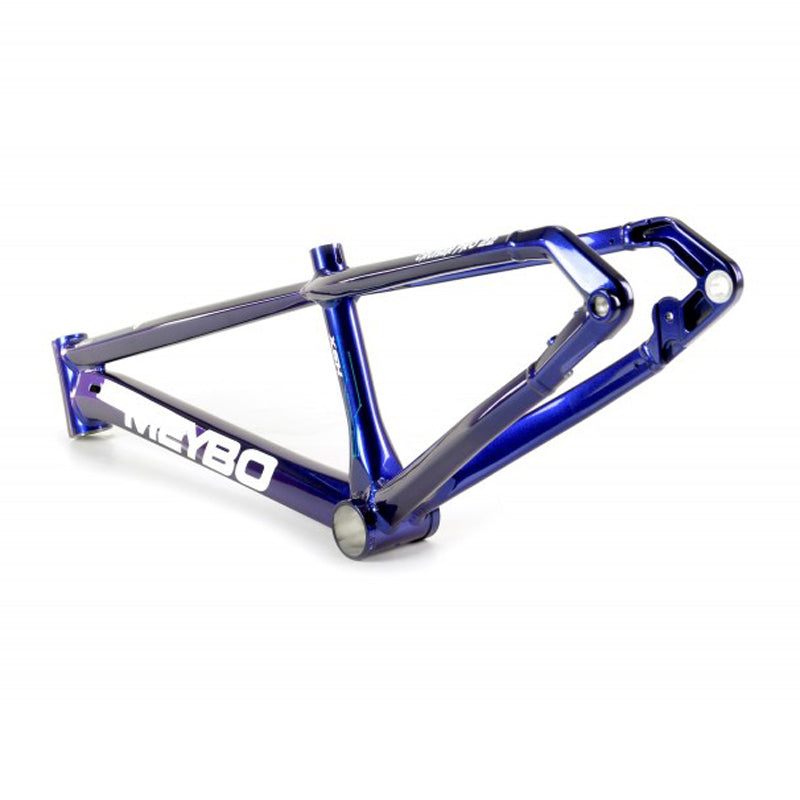 An image of a blue Meybo 2024 HSX Pro Cruiser frame bicycle with internal cable routing.