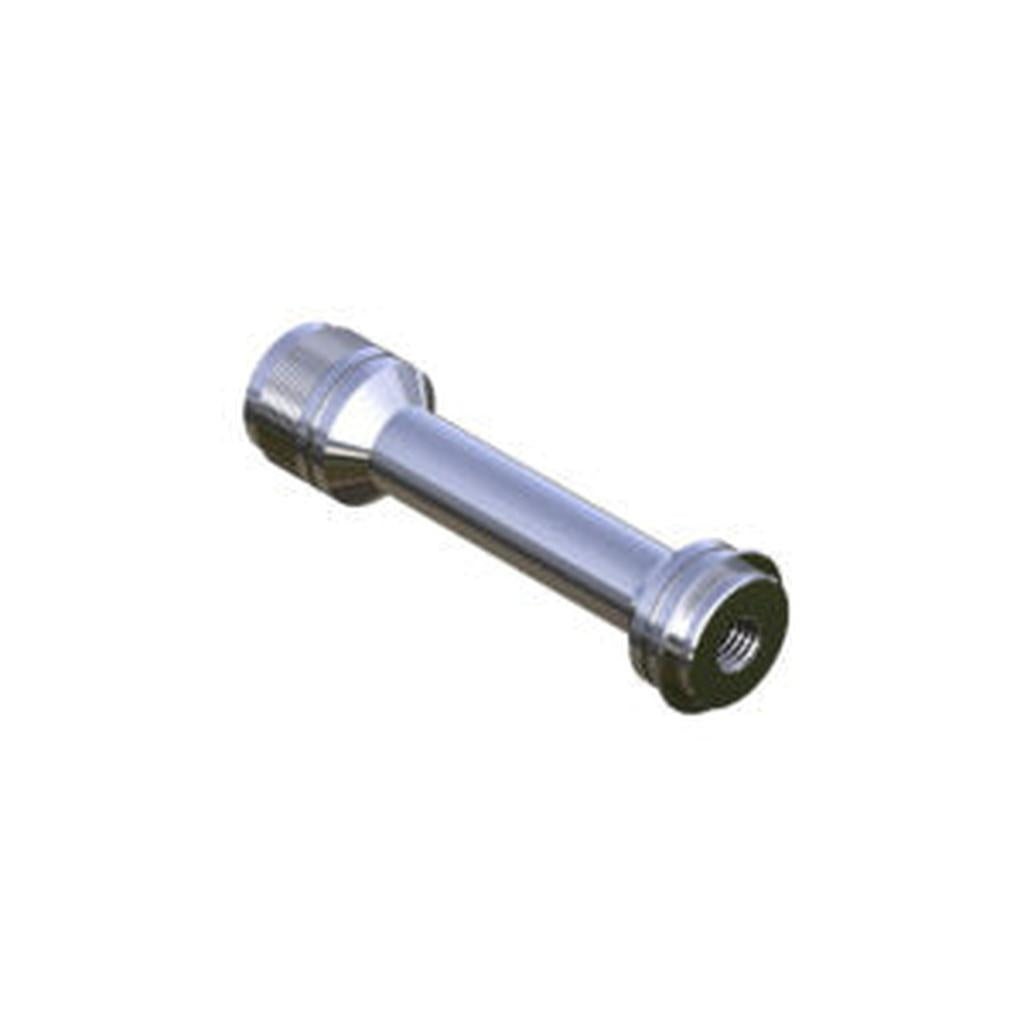 The Onyx Ultra SS Rear Axle is a metallic cylindrical rod with threaded ends, perfect as a race bike replacement part, shown isolated on a white background.