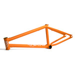 The Federal Code Frame is an orange BMX frame with a matte finish and white logo, designed for street riders. Shown from the side against a white background, it comes without wheels, seat, or handlebars attached.