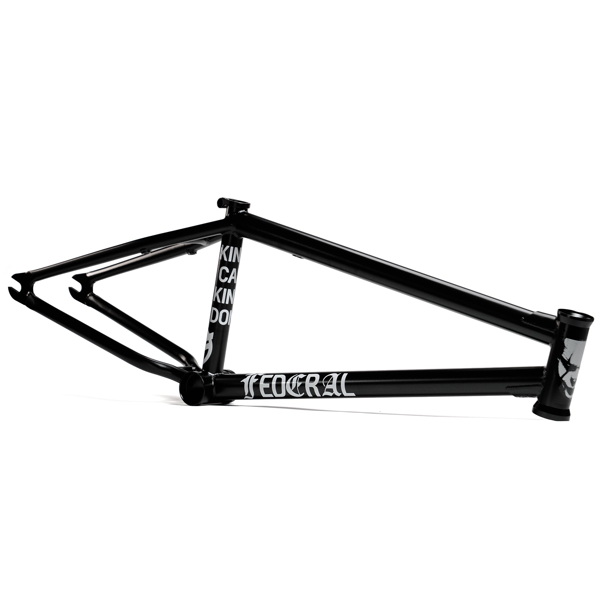 The Federal Jarvis V2 Frame is a black street bike frame with white branding and removable brake mounts, displayed from the side against a plain white background.