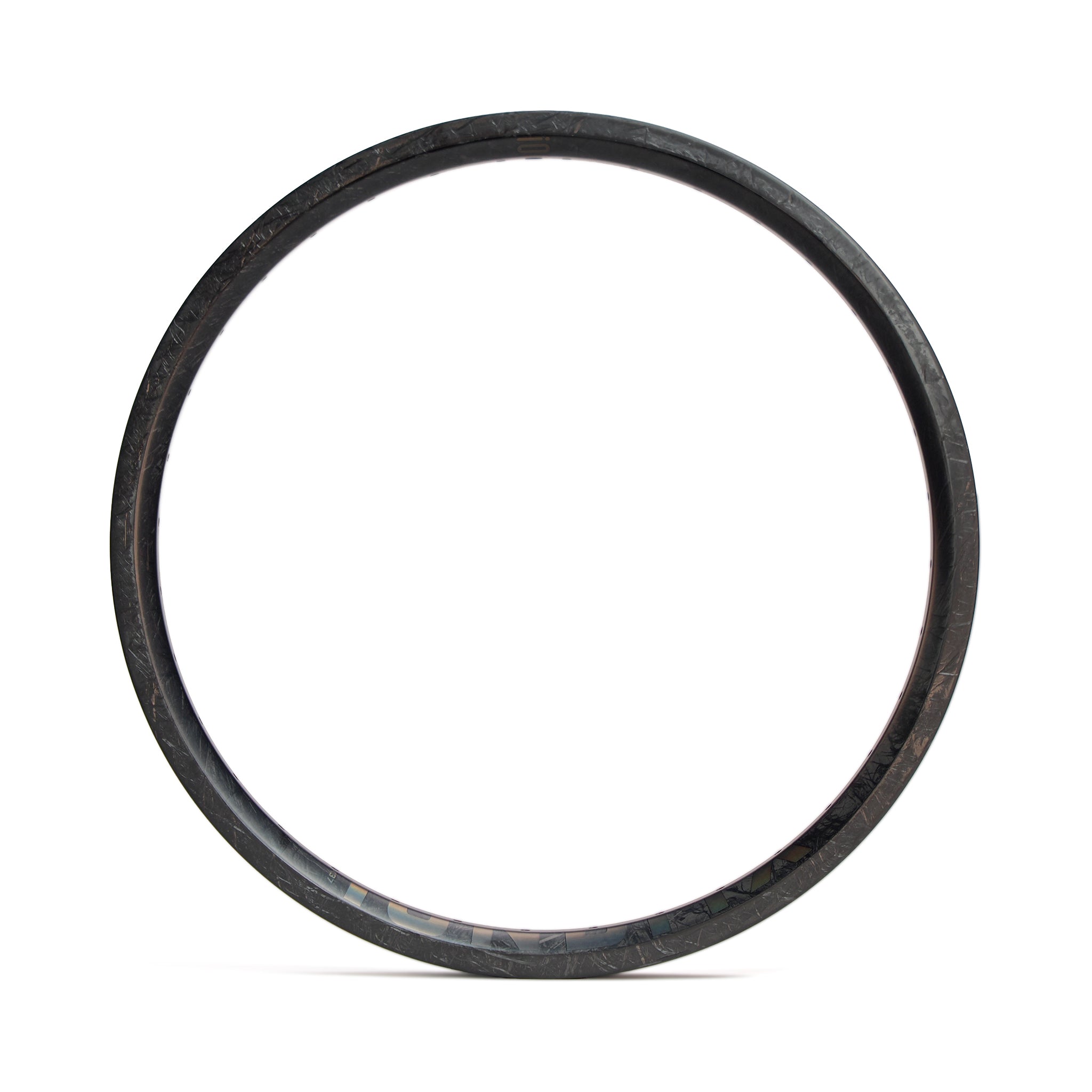 The ION BMX C20 Carbon Fiber 20 Inch Braking Rim, made from Toray T800 carbon fiber with a textured black surface, is pictured as a single circular ring against a plain white background.