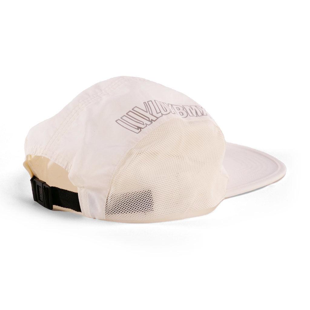 A LUXBMX Bike Athletics Cap - Ecru with a mesh over it.