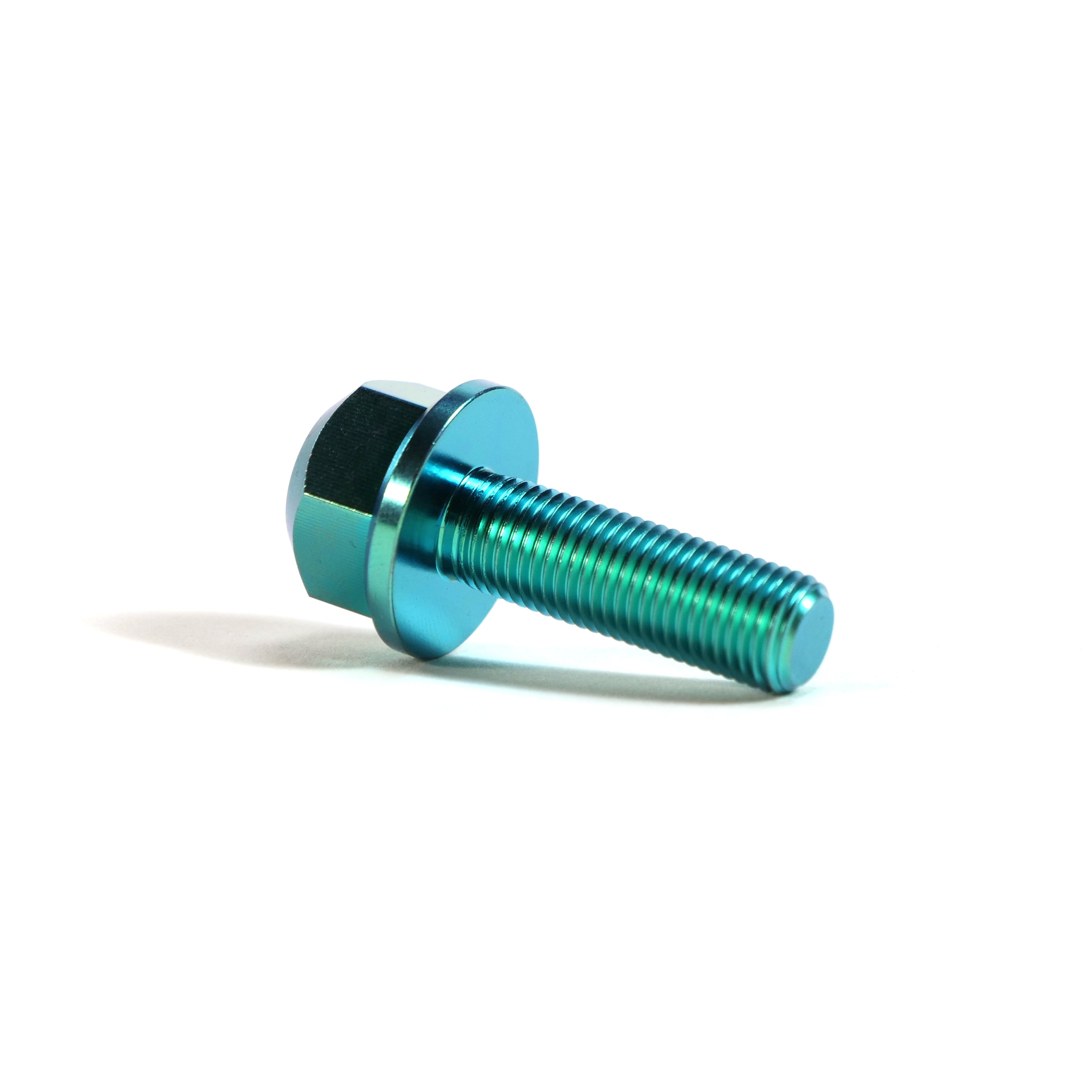A metallic, teal ION BMX Titanium GR5 Hex Axle Bolt (Pair) with washer head is shown on a white background, angled slightly to the right.