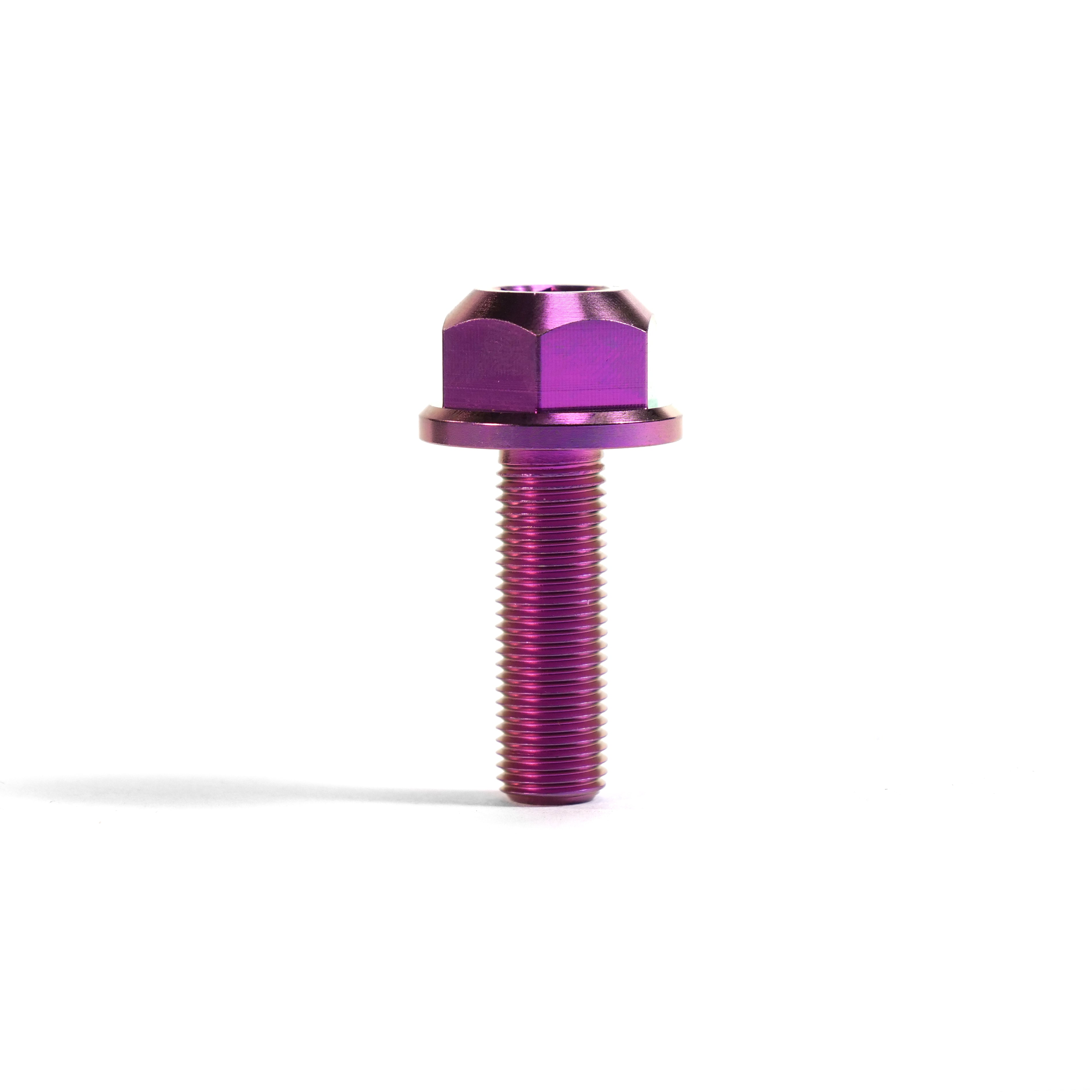 A single ION BMX Titanium GR5 Hex Axle Bolt, fully threaded with a washer head, stands upright on a white background—ideal as a durable replacement axle bolt for your BMX bike.