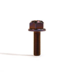 An ION BMX Titanium GR5 Hex Axle Bolt, CNC machined with a flanged head and threaded shaft, stands upright on a white background.