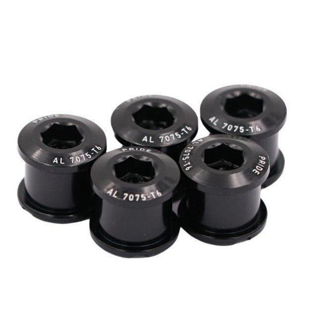 Pride Vortex Aluminium Chainring Bolt - Short Kit / Black / 6.5mm