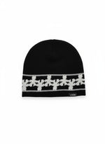 The V1da Pattern Beanie features a low fit in black, accented with a white houndstooth pattern band and a small "vida" label—your ideal go-to winter hat.