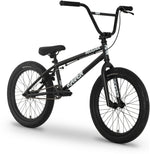 The Raven Trickster 20 Inch Bike is a black entry-level BMX featuring thick tires, a padded seat, and straight handlebars, displayed against a white background.