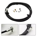 Magura Aftermarket MT Disc Brake Hose W/Banjo Fitting shown coiled in black with metal fittings—includes banjo fitting, bolt, two small screws, and two O-rings. Insets display hose ends and connection details for MT Series brakes.