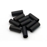 Ten Salt Inner Cable Ends Ferrules (10 Pack) in black alloy are arranged neatly in a row on a white surface.